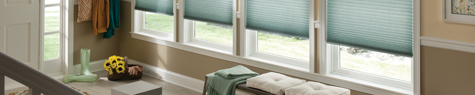 Window Treatments Hero Banner Showing Hunter Douglas Blinds