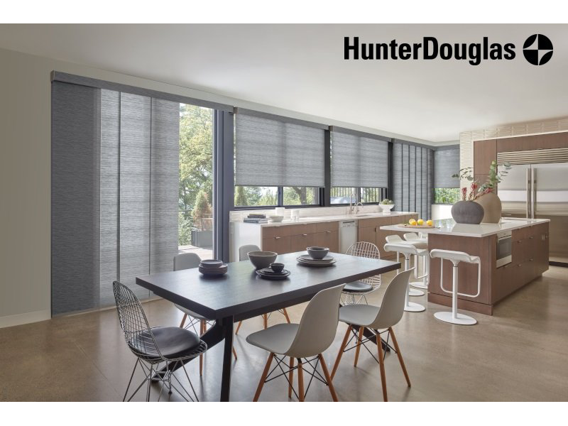Hunter Douglas Panel Track gray shades